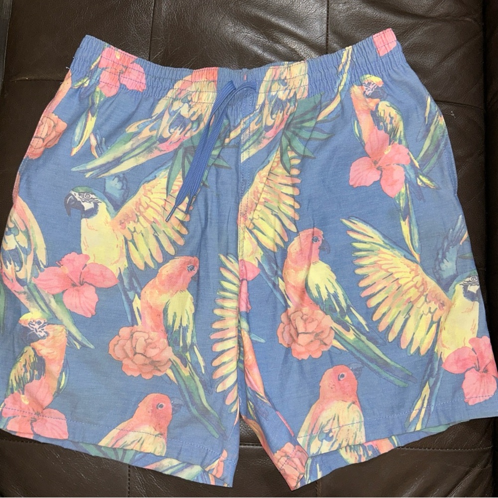 Chubbies Swim Trunks Mens Size small Parrot Tropical Print 7" Lined USA Beach